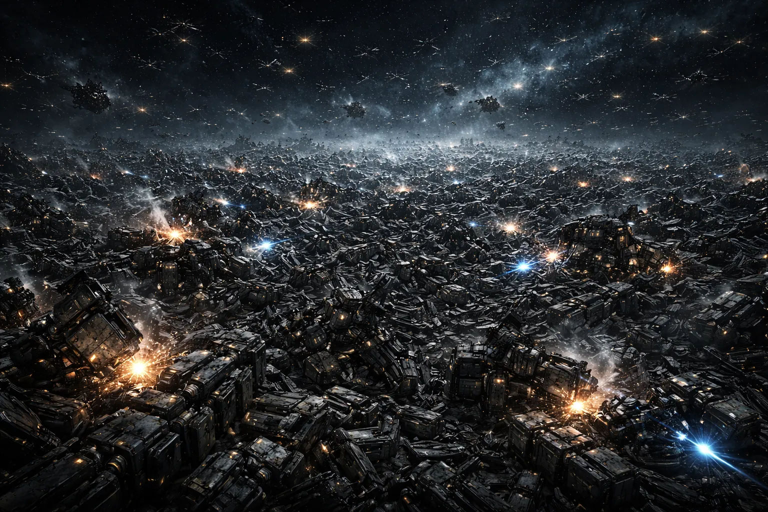 Vast field of autonomous machines fighting