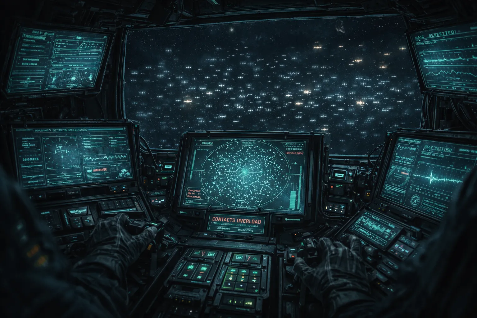 Cockpit view of sensor display showing the Bloom