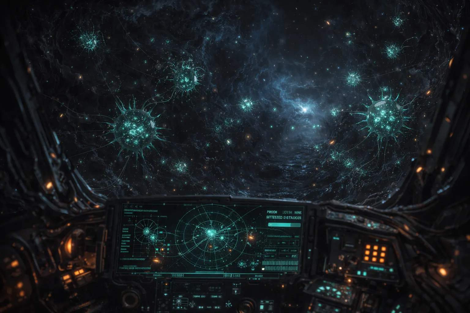 Organic proximity mines in a dark corridor