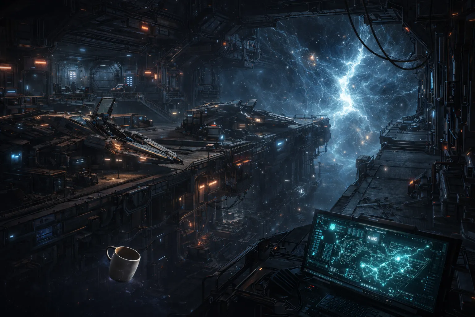 Abandoned space station, empty and intact